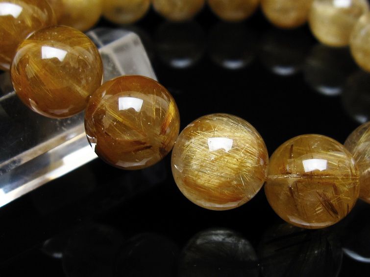 タイチンルチルクォーツ ブレスレット 13mm ルチルクォーツ ブラウンゴールド 111-53780