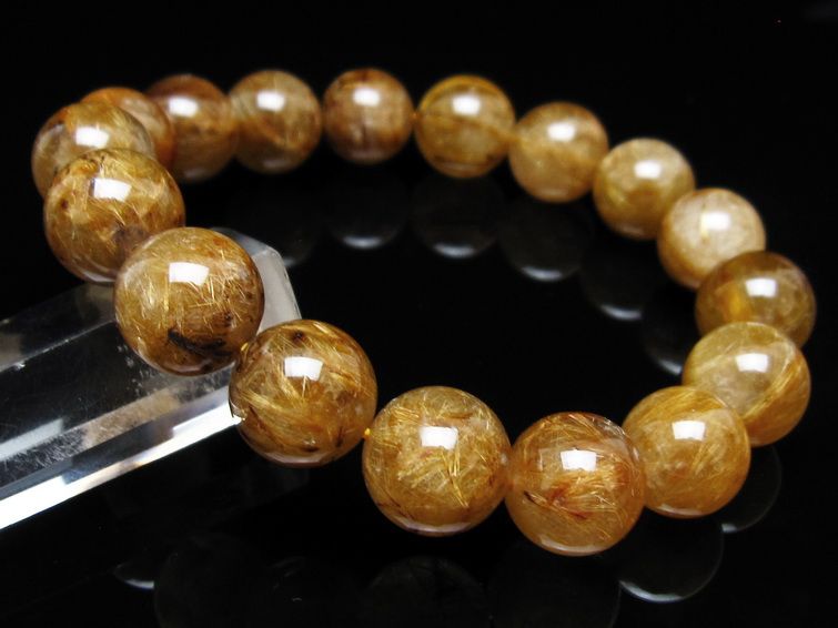 タイチンルチルクォーツ ブレスレット 13mm ルチルクォーツ ブラウンゴールド 111-53781