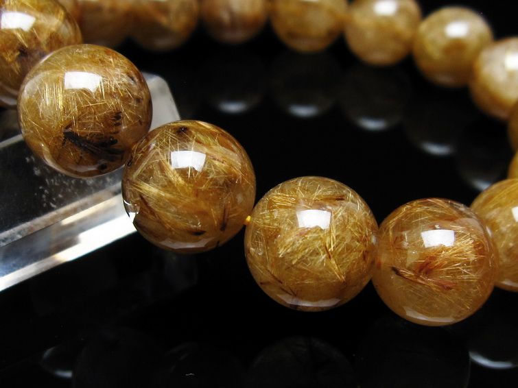 タイチンルチルクォーツ ブレスレット 13mm ルチルクォーツ ブラウンゴールド 111-53781