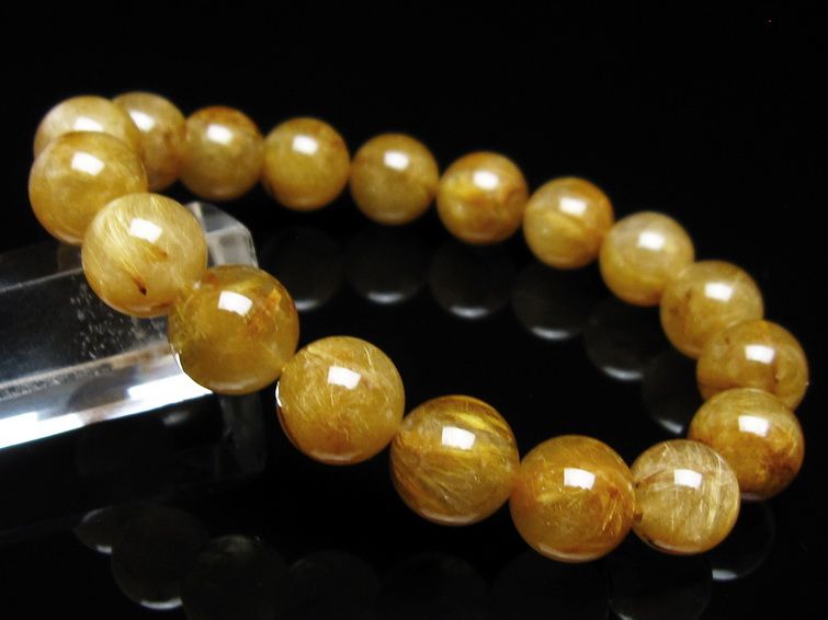 タイチンルチルクォーツ ブレスレット 12mm ルチルクォーツ ブラウンゴールド 111-53783
