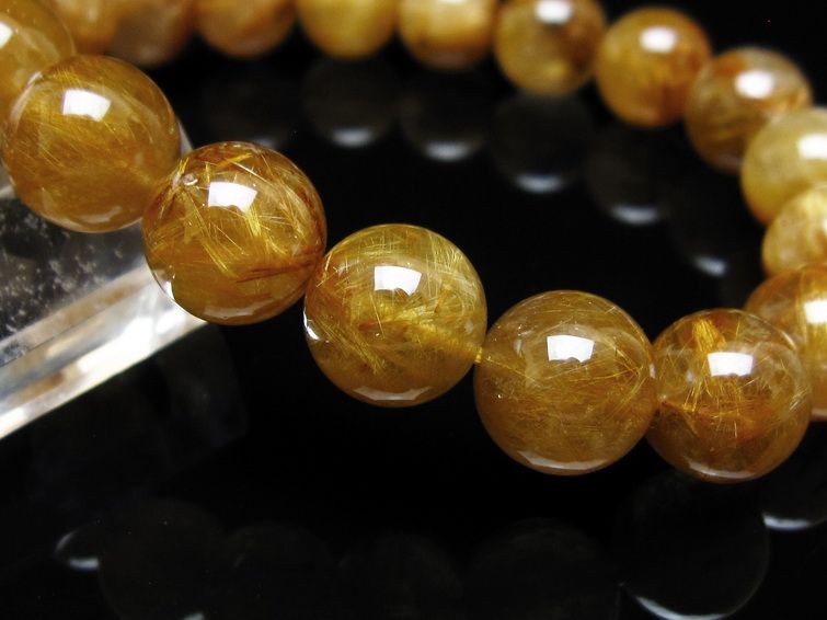 タイチンルチルクォーツ ブレスレット 12mm ルチルクォーツ ブラウンゴールド 111-53784