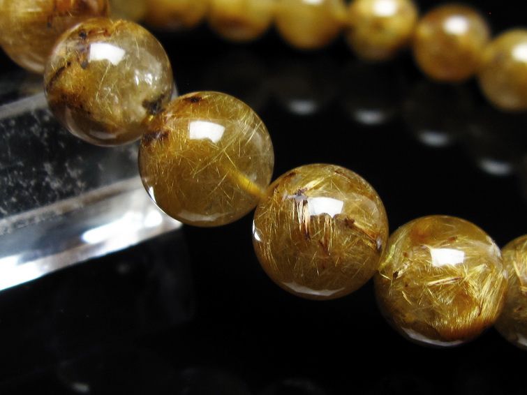 タイチンルチルクォーツ ブレスレット 10mm ルチルクォーツ ブラウンゴールド 111-53786