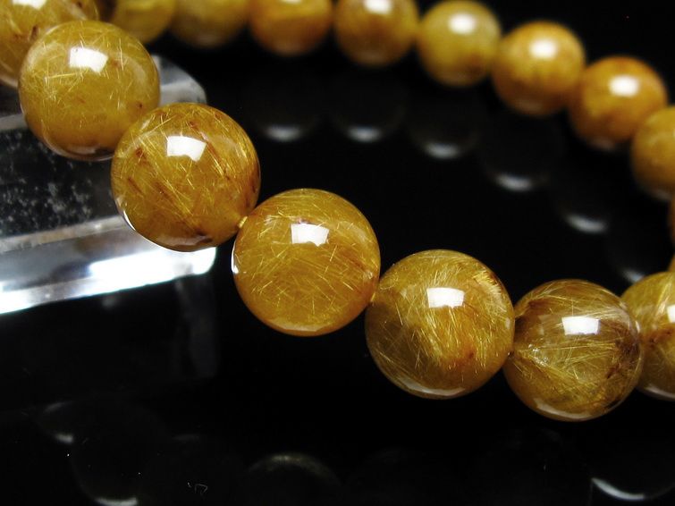 タイチンルチルクォーツ ブレスレット 11mm ルチルクォーツ ブラウンゴールド 111-53787