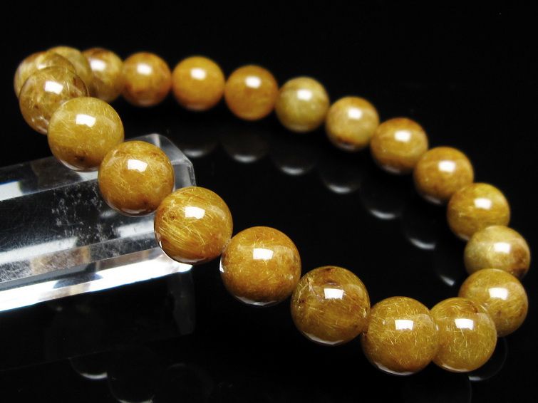 タイチンルチルクォーツ ブレスレット 10mm ルチルクォーツ ブラウンゴールド 111-53790