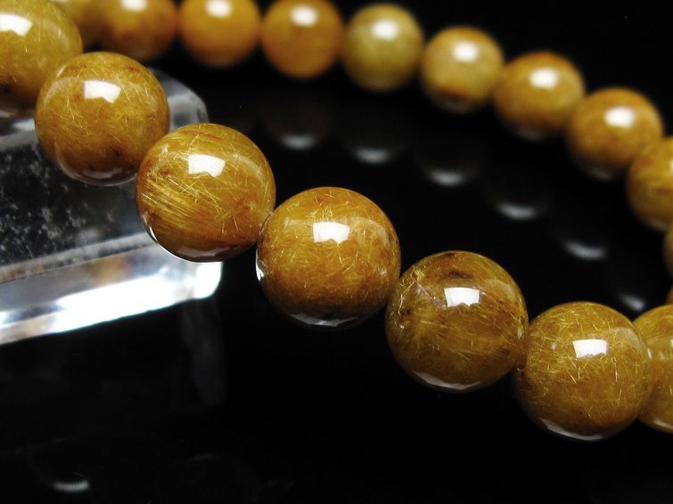 タイチンルチルクォーツ ブレスレット 10mm ルチルクォーツ ブラウンゴールド 111-53790