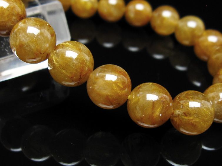 タイチンルチルクォーツ ブレスレット 10mm ルチルクォーツ ブラウンゴールド 111-53791