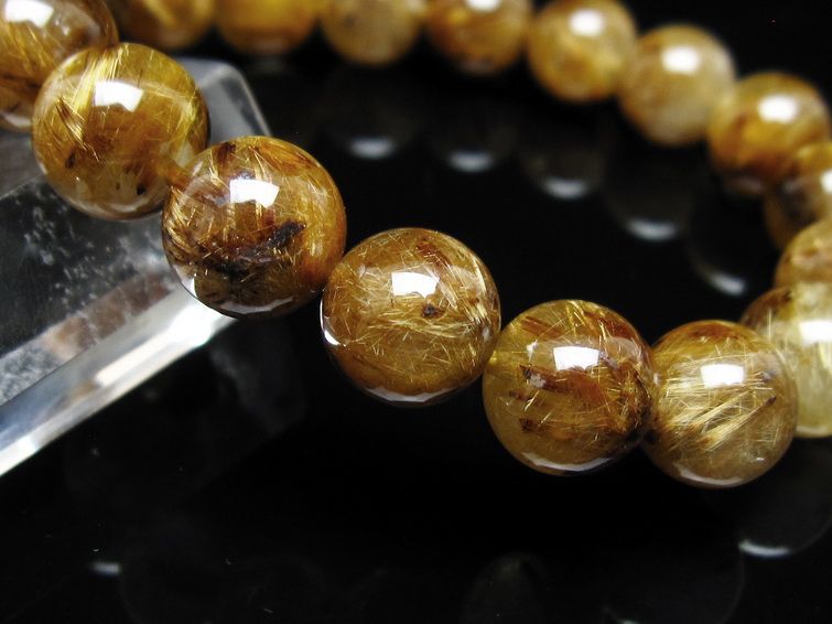 タイチンルチルクォーツ ブレスレット 10mm ルチルクォーツ ブラウンゴールド 111-53793