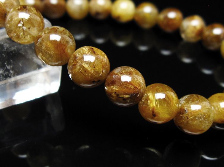 タイチンルチルクォーツ ブレスレット 8mm ルチルクォーツ ブラウンゴールド 111-53798