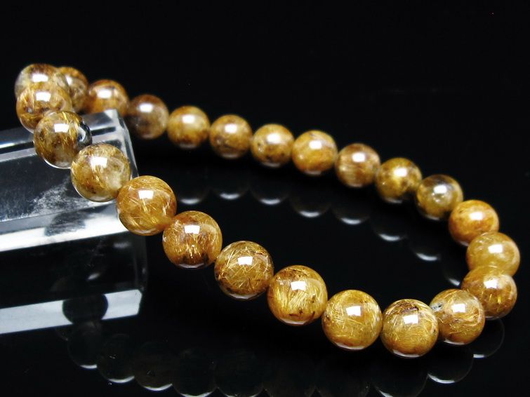 タイチンルチルクォーツ ブレスレット 8mm ルチルクォーツ ブラウンゴールド 111-53799