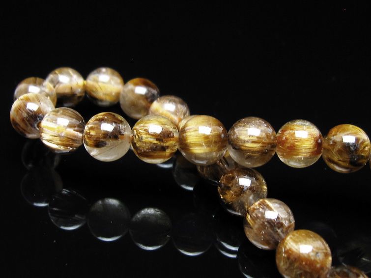タイチンルチルクォーツ ブレスレット 8mm ルチルクォーツ ブラウンゴールド 111-53804
