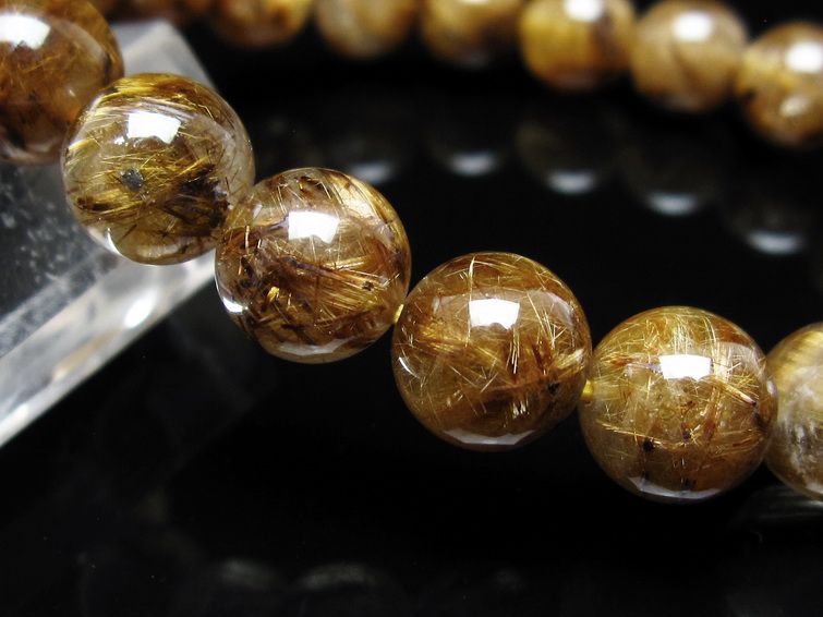 タイチンルチルクォーツ ブレスレット 10mm ルチルクォーツ ブラウンゴールド 111-53811