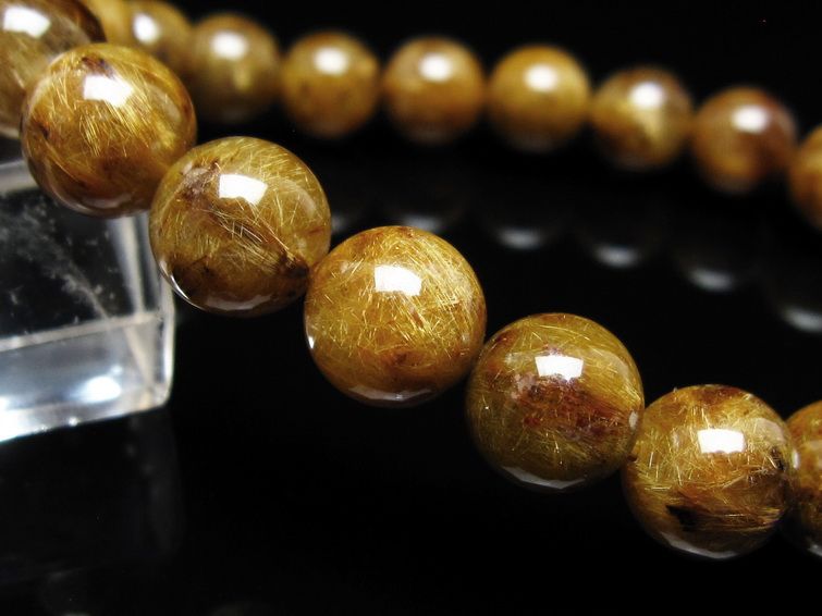 タイチンルチルクォーツ ブレスレット 10mm ルチルクォーツ ブラウンゴールド 111-53814