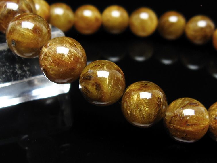 タイチンルチルクォーツ ブレスレット 11mm ルチルクォーツ ブラウンゴールド 111-53816