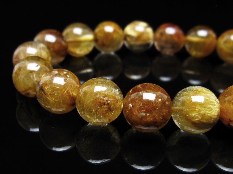 タイチンルチルクォーツ ブレスレット 10mm ルチルクォーツ ブラウンゴールド 111-53817