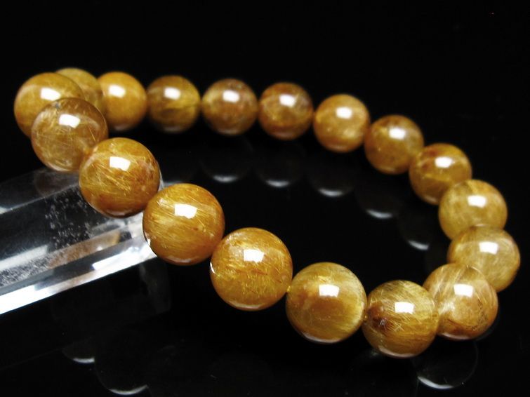 タイチンルチルクォーツ ブレスレット 12mm ルチルクォーツ ブラウンゴールド 111-53819