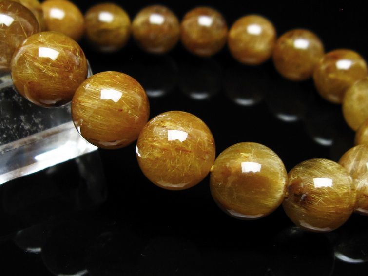 タイチンルチルクォーツ ブレスレット 12mm ルチルクォーツ ブラウンゴールド 111-53819