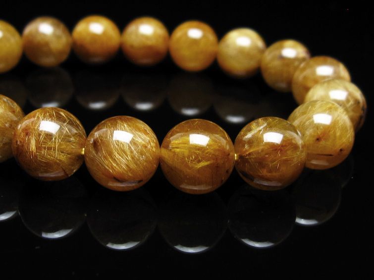 タイチンルチルクォーツ ブレスレット 12mm ルチルクォーツ ブラウンゴールド 111-53819