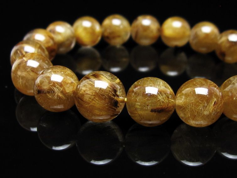 タイチンルチルクォーツ ブレスレット 12mm ルチルクォーツ ブラウンゴールド 111-53820