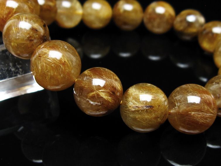 タイチンルチルクォーツ ブレスレット 13mm ルチルクォーツ ブラウンゴールド 111-53821