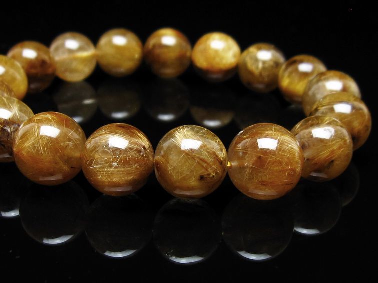タイチンルチルクォーツ ブレスレット 13mm ルチルクォーツ ブラウンゴールド 111-53821