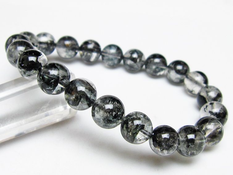 ブラックエレスチャルクォーツ ブレスレット 10mm 一点物 メール便可 111-53822