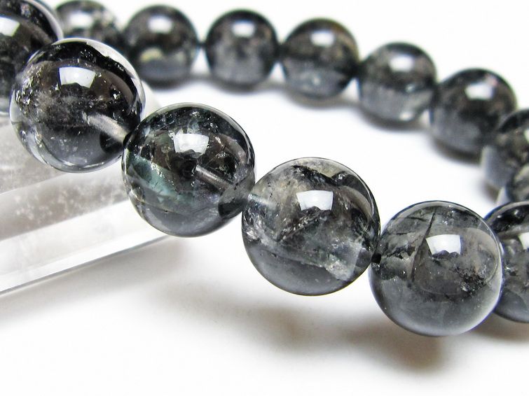 ブラックエレスチャルクォーツ ブレスレット 14mm 一点物 111-53824