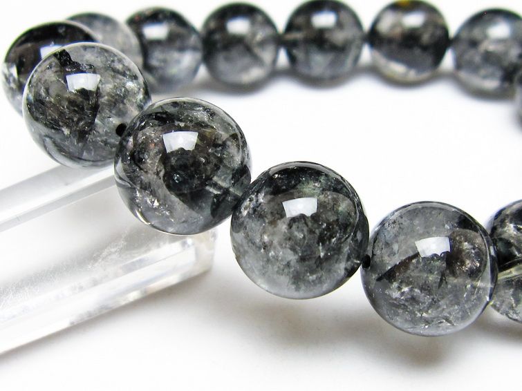 ブラックエレスチャルクォーツ ブレスレット 14mm 一点物 111-53825