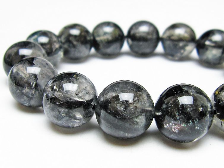 ブラックエレスチャルクォーツ ブレスレット 14mm 一点物 111-53825