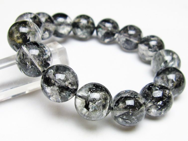 ブラックエレスチャルクォーツ ブレスレット 15mm 一点物 111-53826