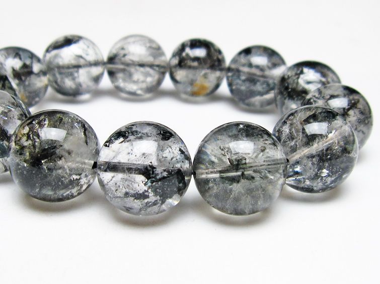ブラックエレスチャルクォーツ ブレスレット 17mm 一点物 111-53827