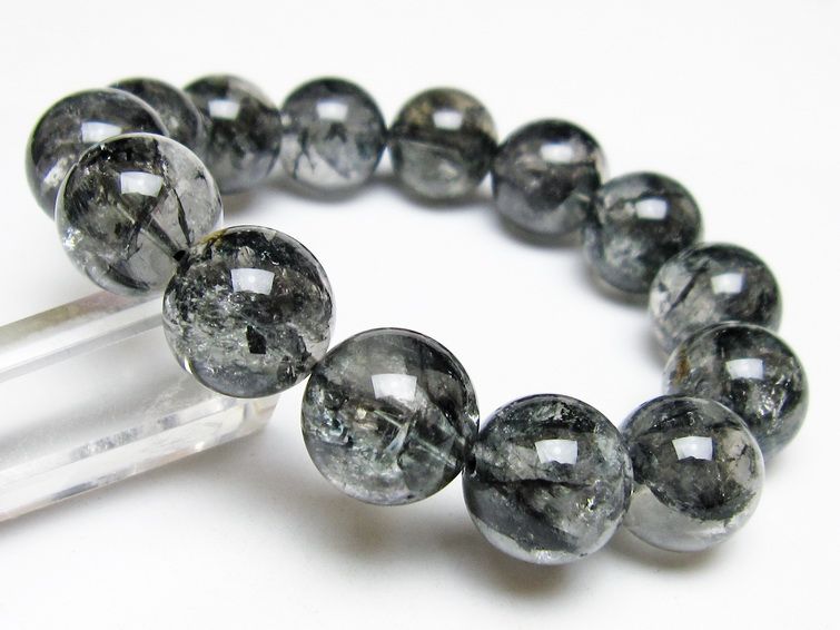ブラックエレスチャルクォーツ ブレスレット 16mm 一点物 111-53828