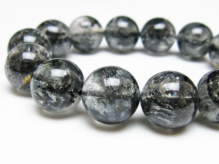 ブラックエレスチャルクォーツ ブレスレット 16mm 一点物 111-53828