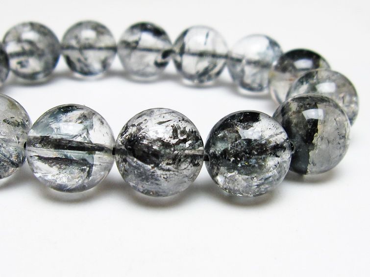 ブラックエレスチャルクォーツ ブレスレット 14mm 一点物 111-53829