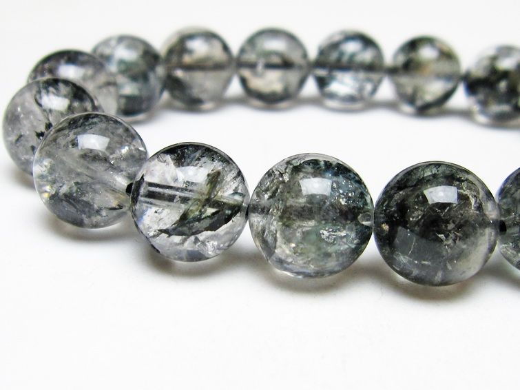 ブラックエレスチャルクォーツ ブレスレット 12mm 一点物 111-53830