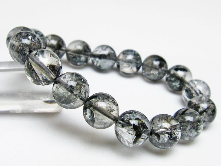ブラックエレスチャルクォーツ ブレスレット 12mm 一点物 メール便可 111-53831