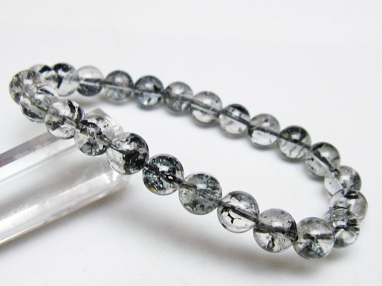 ブラックエレスチャルクォーツ ブレスレット 8mm 一点物 メール便可 111-53836