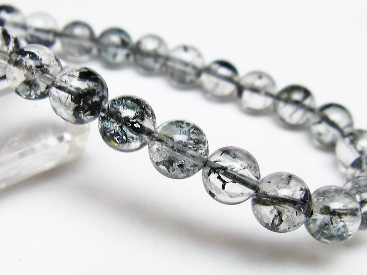 ブラックエレスチャルクォーツ ブレスレット 8mm 一点物 メール便可 111-53836