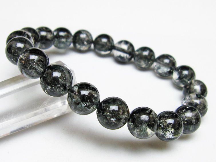 ブラックエレスチャルクォーツ ブレスレット 10mm 一点物 メール便可 111-53837