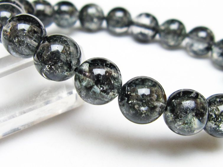 ブラックエレスチャルクォーツ ブレスレット 10mm 一点物 メール便可 111-53837