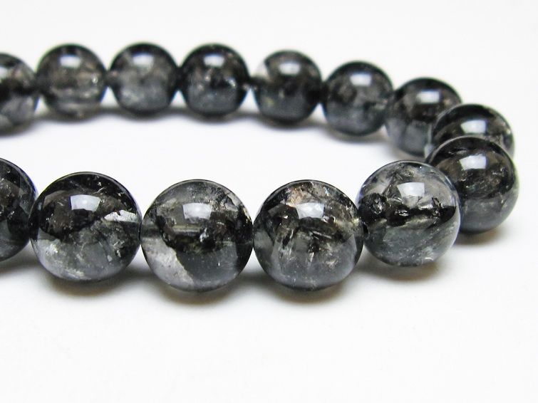 ブラックエレスチャルクォーツ ブレスレット 12mm 一点物 111-53838