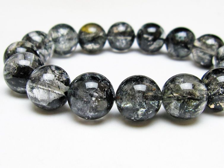 ブラックエレスチャルクォーツ ブレスレット 14mm 一点物 111-53841