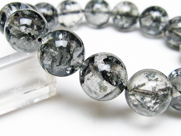 ブラックエレスチャルクォーツ ブレスレット 15mm 一点物 111-53842