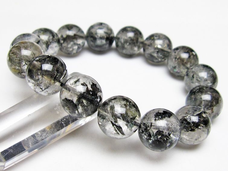 ブラックエレスチャルクォーツ ブレスレット 15mm 一点物 111-53844