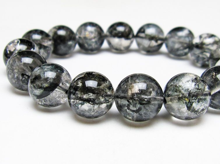 ブラックエレスチャルクォーツ ブレスレット 14mm 一点物 111-53845