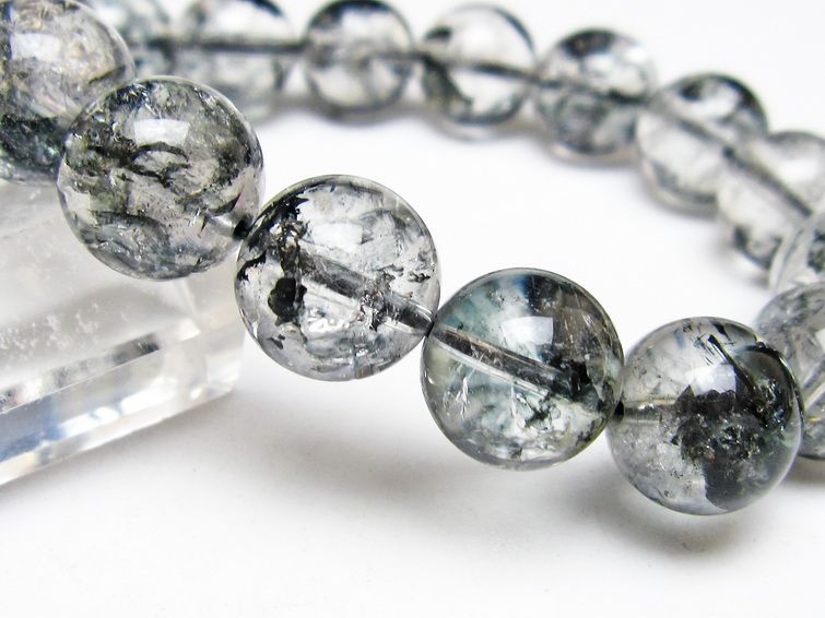 ブラックエレスチャルクォーツ ブレスレット 13mm 一点物 111-53847