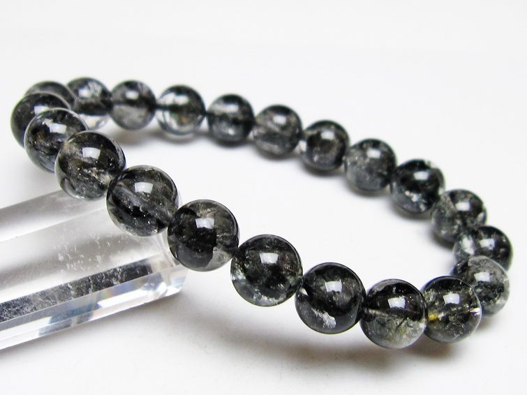 ブラックエレスチャルクォーツ ブレスレット 10mm 一点物 メール便可 111-53850
