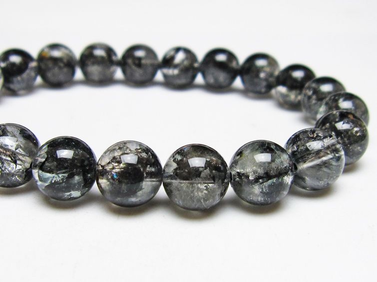 ブラックエレスチャルクォーツ ブレスレット 10mm 一点物 メール便可 111-53850