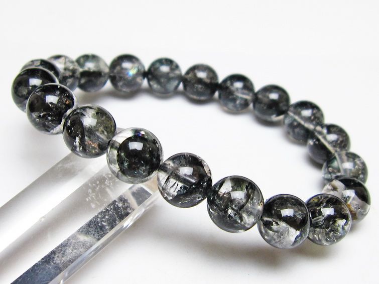 ブラックエレスチャルクォーツ ブレスレット 10mm 一点物 メール便可 111-53852