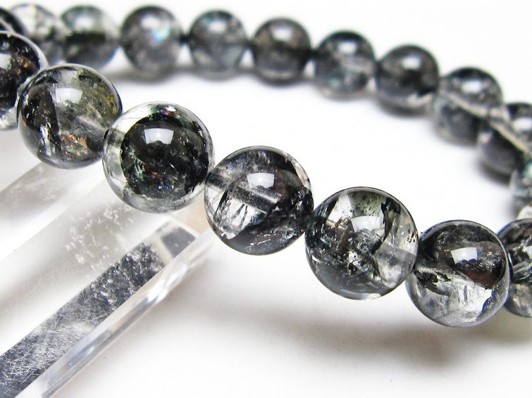 ブラックエレスチャルクォーツ ブレスレット 10mm 一点物 メール便可 111-53852