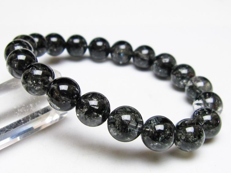 ブラックエレスチャルクォーツ ブレスレット 10mm 一点物 メール便可 111-53854